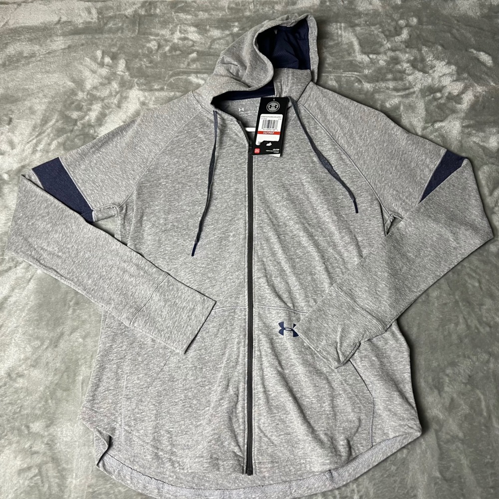 Under Armour Womens Lightweight Full Zip Hoodie Gray XS Athletic Performance NWT